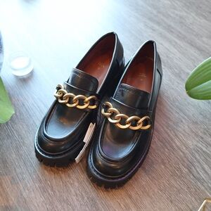 Zara Chunky Heel Loafers with Gold Chain, NWT ⚡️
